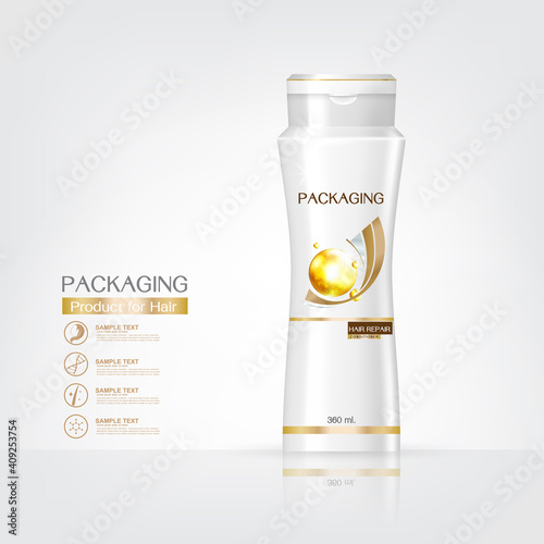 Packaging products Hair Care design, shampoo bottle templates on White background