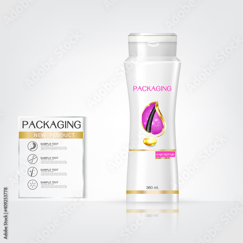 Packaging products Hair Care design, shampoo bottle templates on White background