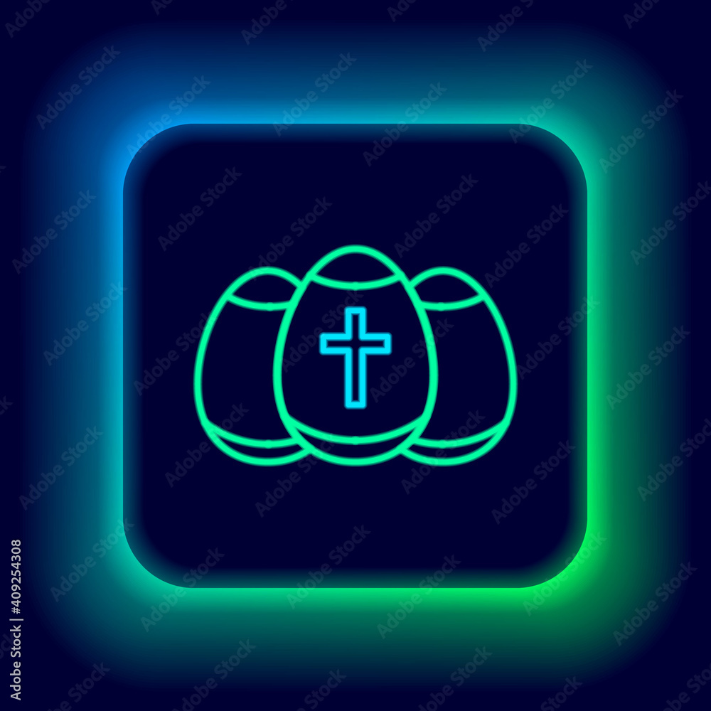 Fototapeta premium Glowing neon line Easter egg icon isolated on black background. Happy Easter. Colorful outline concept. Vector.