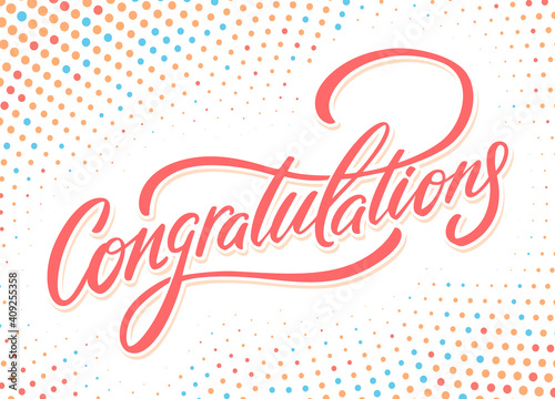 Congratulations. Vector hand drawn lettering card.