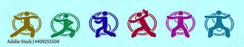 set of asian martial arts cartoon icon design template with various models. vector illustration isolated on blue background