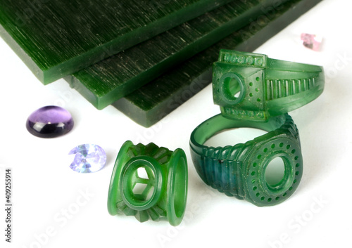 Green wax ring jewelry prototype