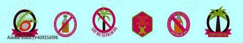 set of palm oil cartoon icon design template with various models. vector illustration isolated on blue background