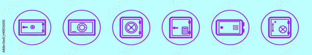 set of strong box cartoon icon design template with various models. vector illustration isolated on blue background set of strong box cartoon icon design template with various models. vector illustration isolated on blue background