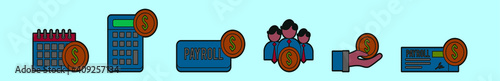 set of payroll cartoon icon design template with various models. vector illustration isolated on blue background