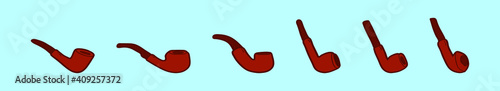 set of tobacco pipe cartoon icon design template with various models. vector illustration isolated on blue background