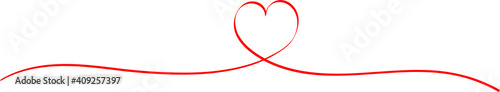 Red heart - doodle style outline for romantic valentines day greeting card. Vector graphic for web design, beautiful icon for cover.