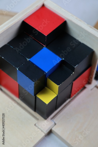 Photos Montessori binomial and trinomial cubes