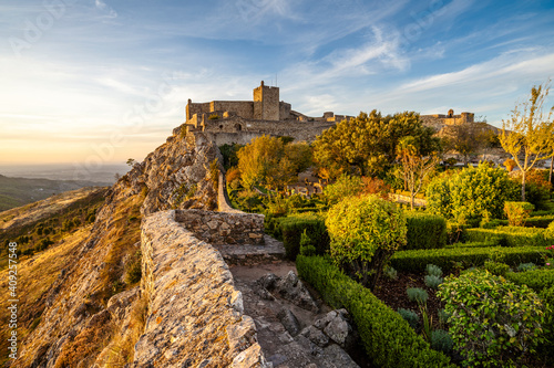 Fotografie Medieval castle in Marvao at sunset, Portugal