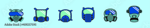 set of respirator cartoon icon design template with various models. vector illustration isolated on blue background