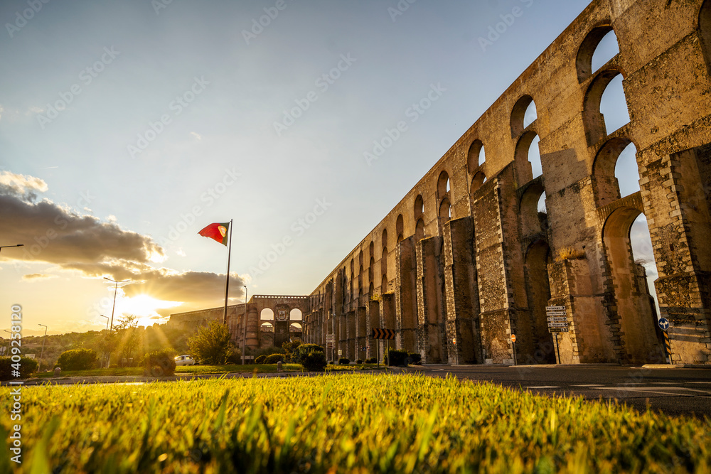 Amazing aqueduct located in the heart of Elvas, Alentejo, Portugal