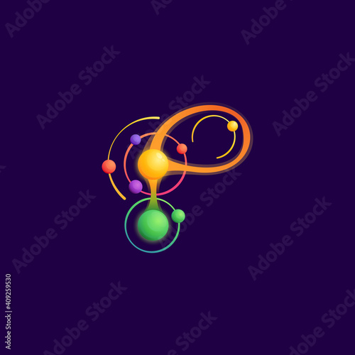 P letter logo with atoms orbits.