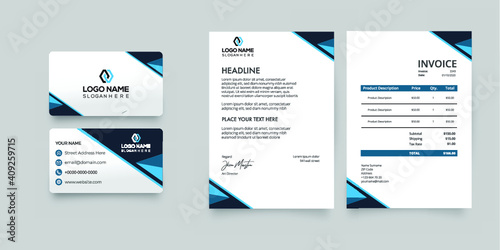 Creative Modern, Business Card, Letterhead Design Template Stationery design, Invoice Design