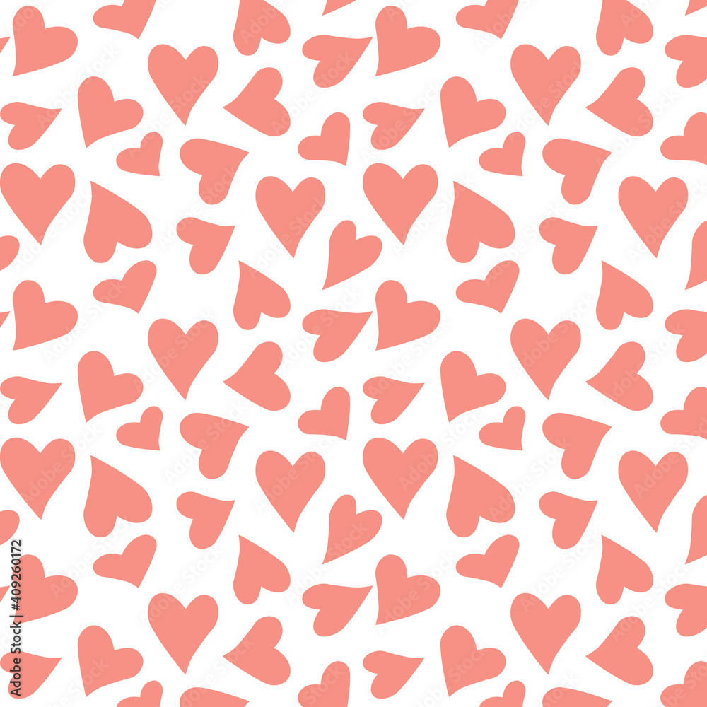 Seamless pattern with hearts, romantic background, Valentine's Day decoration, flat design, vector template.
