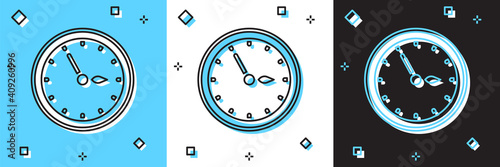 Set Sauna clock icon isolated on blue and white, black background. Sauna timer. Vector.