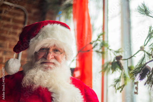 Portrait of Santa in Window