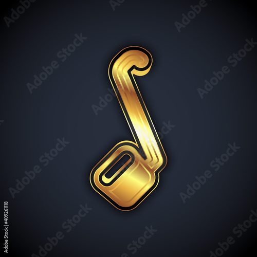 Gold Sauna ladle icon isolated on black background. Vector.