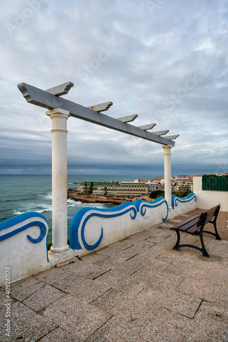 Viewpoint with panoramic views of the landscape of the picturesque village of Ericeira. Close to Lisbon this fishing village is an amazing holiday destination for many tourists.