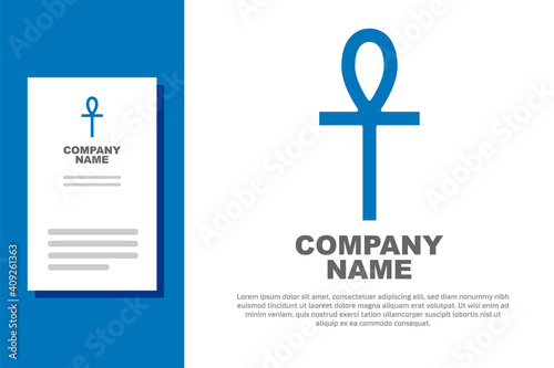 Blue Cross ankh icon isolated on white background. Logo design template element. Vector.