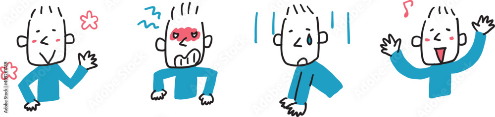 かわいい男性の喜怒哀楽イラスト 上半身 Vector De Stock Adobe Stock かわいい男性の喜怒哀楽イラスト 上半身 Vector De Stock Adobe Stock