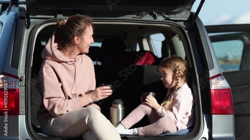 family picnic in the car
