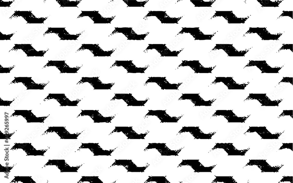 Naklejka premium Rough, irregular texture composed of monochrome geometric elements. Overlay distressed grunge background. Abstract vector illustration. Isolated on white background. EPS10