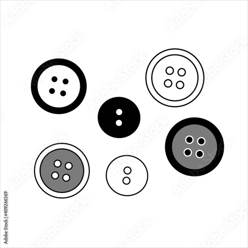 Set of colored buttons for decorating and sewing clothes and various accessories, accessory for fashion designers, vector image in doodle style, hand draw, isolate on a white background.