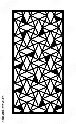 Geometric panel, screen, fence. Modern cnc pattern. Laser cutting template for interior partition, room divider, privacy fence