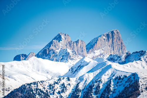 Winter landscape in Dolomites Mountains  Italy