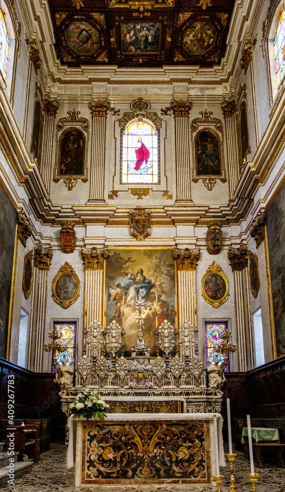 Rich decorated interior of the Lecce cathedral in Lecce, Apulia, Italy - Europe