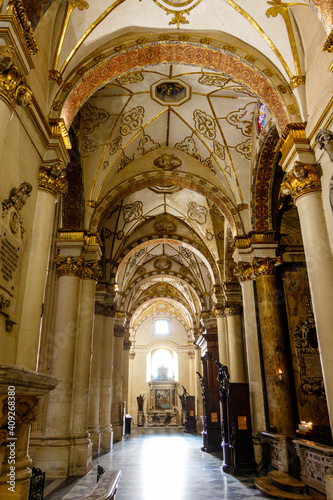 Rich decorated interior of the Lecce cathedral in Lecce, Apulia, Italy - Europe