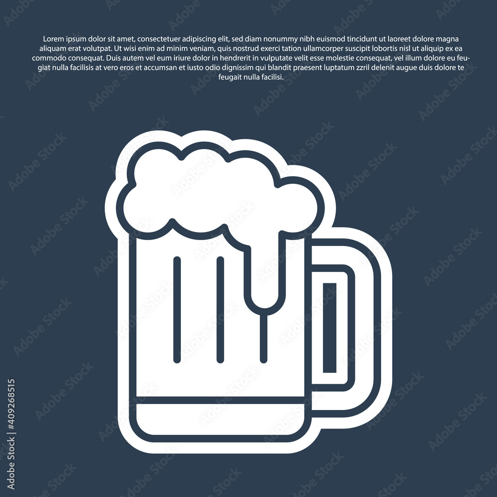 Blue line Wooden beer mug icon isolated on blue background. Vector. Blue line Wooden beer mug icon isolated on blue background. Vector.