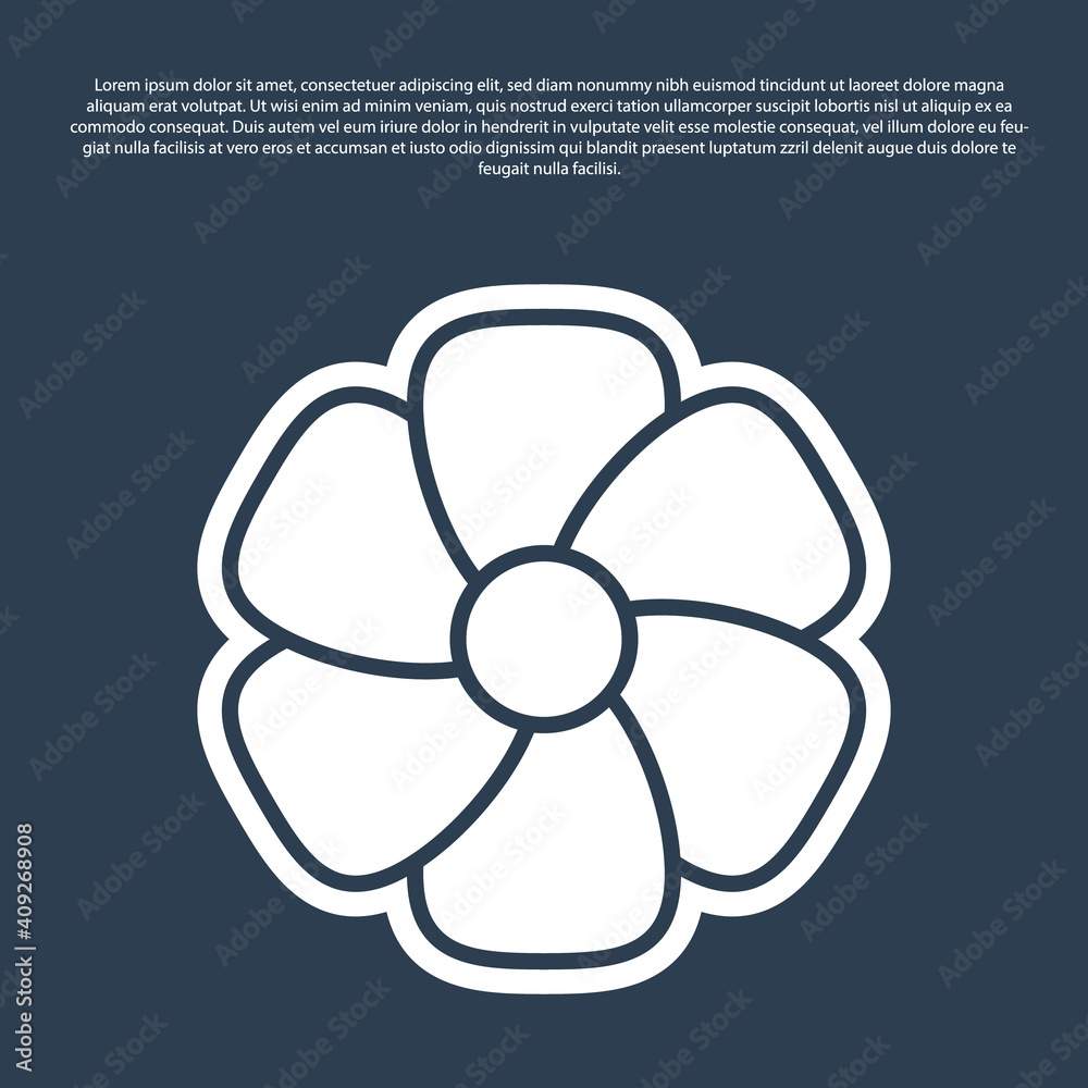 Blue line Flower icon isolated on blue background. Vector. Blue line Flower icon isolated on blue background. Vector.
