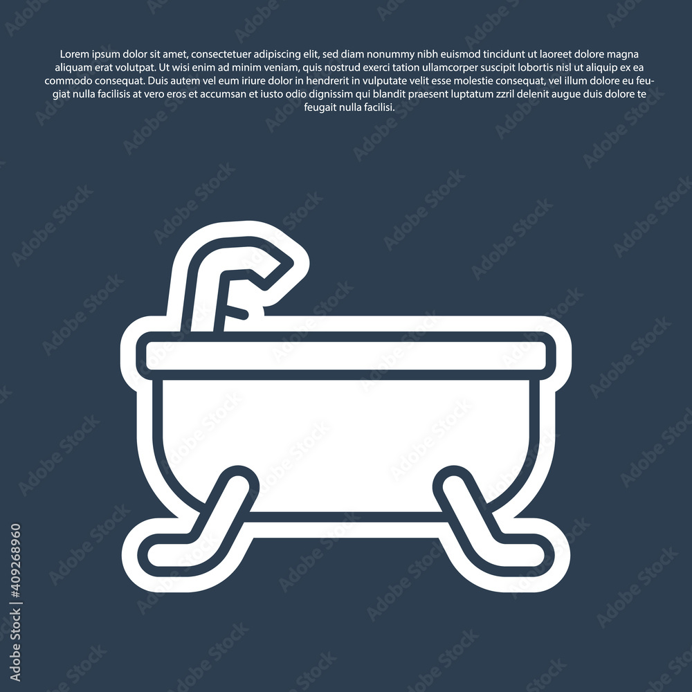 Blue line Bathtub icon isolated on blue background. Vector. Blue line Bathtub icon isolated on blue background. Vector.
