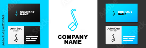 Blue line Sauna ladle icon isolated on white background. Logo design template element. Vector.