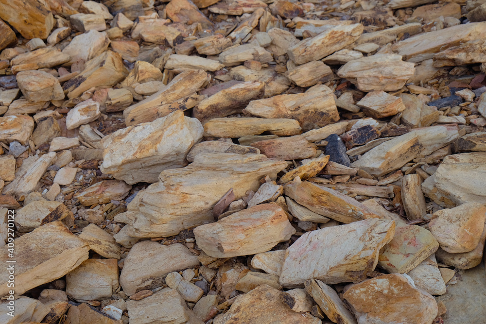 Closeup natural rock stone with mineral on walkway at beach Closeup natural rock stone with mineral on walkway at beach