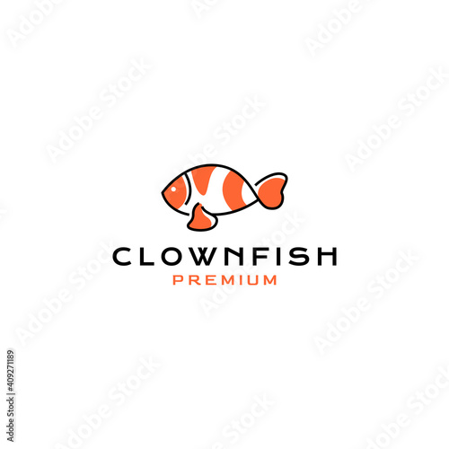 outline Clown fish line art logo vector icon