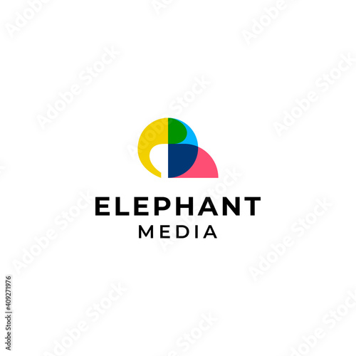 Elephant media Colorful logo vector icon illustration
