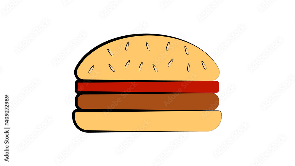 burger on a white background, illustration. delicious burger with filling. fast and affordable food. unhealthy snack, lunch with a sandwich burger on a white background, illustration. delicious burger with filling. fast and affordable food. unhealthy snack, lunch with a sandwich