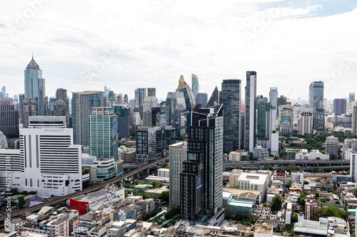 BANGKOK  THAILAND - AUGUST 27  2020   view of Bangkok s skyline in the area of Sukhumvit  the business district of Bangkok.