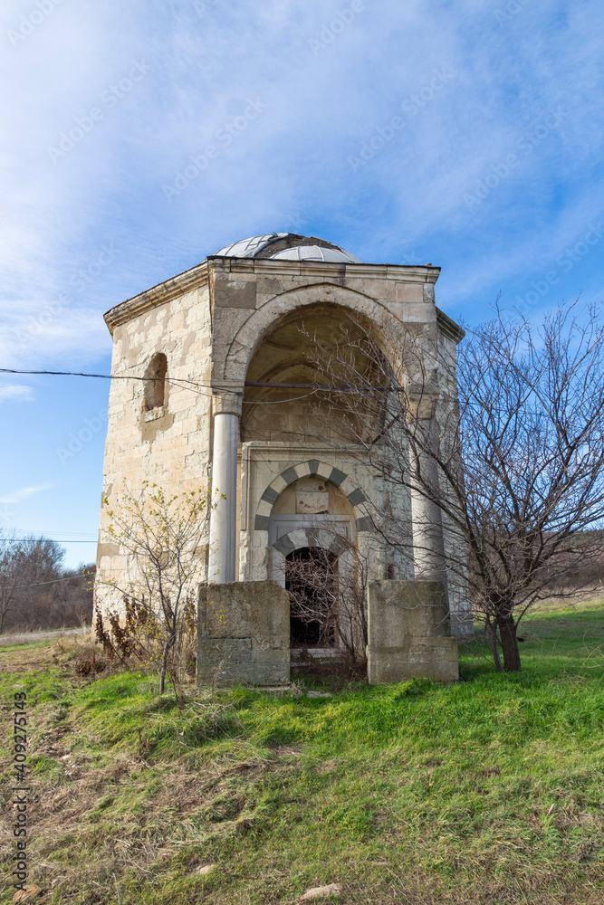Sixteenth century Ottoman tomb of Hazar Baba (Hazar Baba Tyurbe) in village of Bogomil, Haskovo Region, Bulgaria