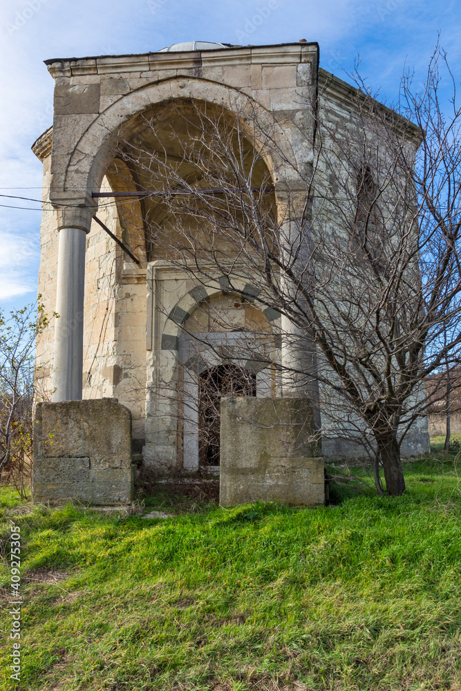 Sixteenth century Ottoman tomb of Hazar Baba (Hazar Baba Tyurbe) in village of Bogomil, Haskovo Region, Bulgaria