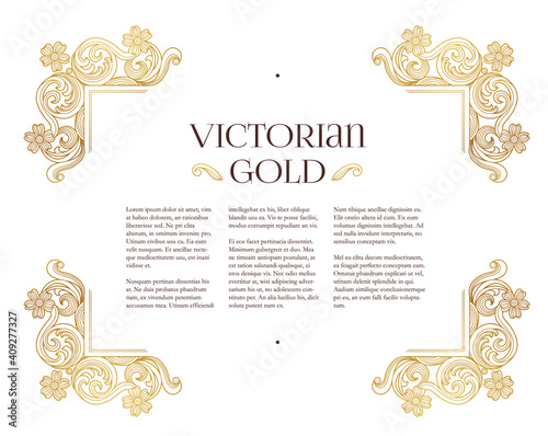 Vector golden elements, decoration for design template. Luxury gold ornament in Victorian style.