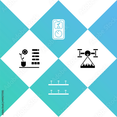 Set Flower status, Automatic irrigation sprinklers, Smart farming technology and with drone icon. Vector.