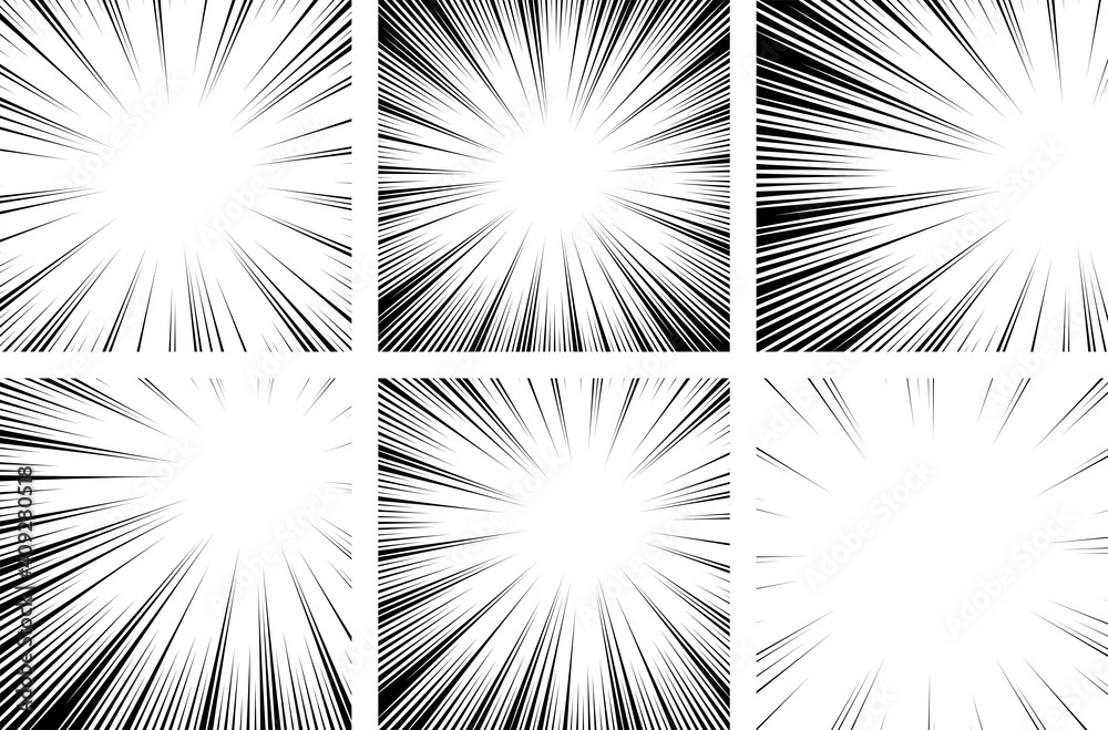 Obraz premium vector comic manga illustration with abstract action lines