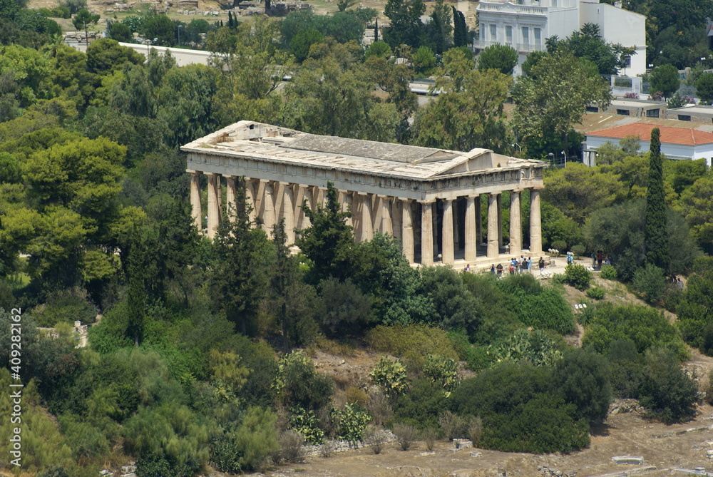 Athens, Greece: view of the Temple of Hephaestus from the Acropolis