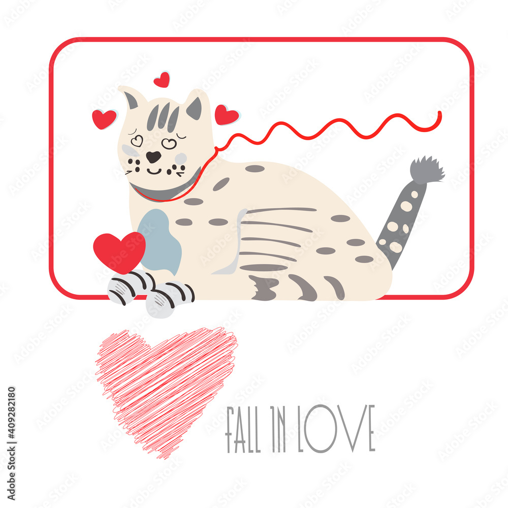 Obraz premium cat in love. Vector illustration, fall in love