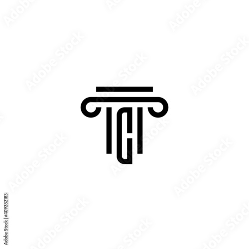 Column and Letter C logo or icon design