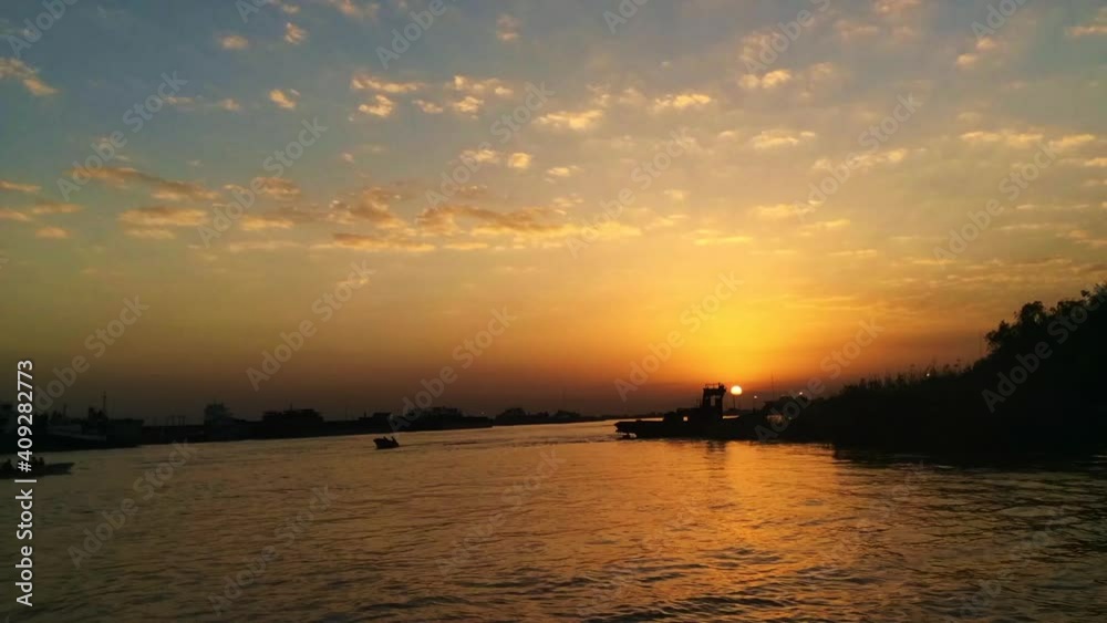 sunset over Arvand River , Iran sunset over Arvand River , Iran