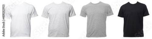 Photo Shortsleeve cotton tshirt templates of various shades isolated on white isolated